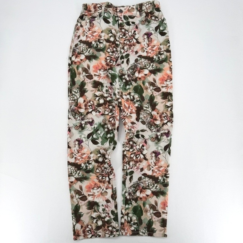 Gloria Vanderbilt Amanda Floral Jeans Womens Size 10 High Rise Stretch